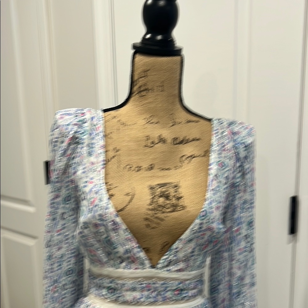 Rococo Sand Pastel Patterned V-Neck Dress